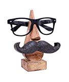 Ajuny Wooden Spectacle Holder Nose Shape Eyeglass Stand Hand Carved Mustache Home Table Decorative Gifts