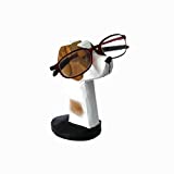 Red Dollar Handmade Wood Carved Animal Eyeglass Holder, Cute Christmas Holiday New Year Gift Sunglasses Display Stand, Nightstand Home Office Desk School Decor, Business Gift for Men Women (Dog)