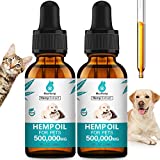 (2 Packs) Pet Hemp Oil for Dogs and Cats Anxiety Stress Pain Holistic Inflammation Skin Allergies Relief Joint Hip rthritis Sleep Aid Calming Oil Drop, Organic Extract Treats