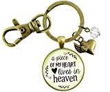 Gutsy Goodness Memorial Keychain A Piece Of My Heart Lives In Heaven Remembrance Jewelry Heart