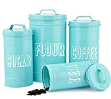 FEULAM Canister Sets For Kitchen Counter, Airtight Coffee Canisters, Containers For Flour And Sugar Storage, Farmhouse Tea Storage Containers For Kitchen Counter Set Of 4