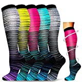 5 Pairs Copper Compression Socks for Women Men Circulation 20-30 mmHg, is Best for Running Medical Nurses Pregnancy Travel (01 - 5 Assorted, Small/Medium)
