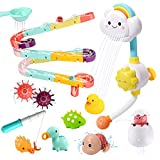 CUTE STONE Bath Toy Bathtub Toy with Shower and Floating Squirting Toys, Fishing Game for Toddles and Babies