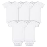 Gerber Baby 5-Pack Solid Onesies Bodysuits Pants, White, 3T