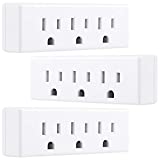 GE Outlet Extender Wall Tap, 3 Pack, Grounded Adapter Plug, Indoor Rated, 3-Prong, Perfect for Travel, UL Listed, White, 47884, 3-Pack, 3 Count
