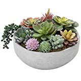 MyGift 8-Inch Artificial Succulent Plant Arrangement in Concrete Pot