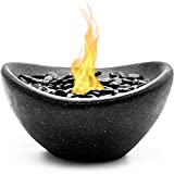 Vizayo Tabletop Fire Pit - Indoor Outdoor Ventless Table Top Fire Pit Bowl - Use with Gel Fuel Cans, Bioethanol or Isopropyl Alcohol - Small Fireplace for Balcony, Pool, Patio, Coffee Table - Black