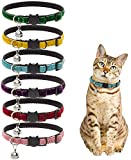 Cat Collars Breakaway with Bell - 6 Pack Soft Velvet Kitten Collars Flocking Adjustable Collar for Cats Puppy Kitty