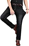 HENGAO Men's Fashion Slim Fit Stretch Comfy Skinny Jeans, 7718 Black W38
