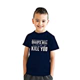 Youth Sharks Will Kill You Funny Shark T Shirt Sarcasm Novelty Offensive Shirts (Navy) - L