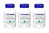 Life Extension High Potency Optimized Folate 5000 mcg, 30 vegetarian tablets-PACK-3
