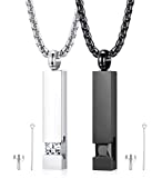 MILACOLATO 2 pcs Cremation Urn Pendant Necklace for Memorial Black Stainless Steel with CZ Necklace Ashes Jewelry Keepsakes