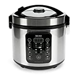 Aroma Housewares ARC-1120SBL SmartCarb Cool-Touch Stainless Steel Rice Multicooker Food Steamer, Slow Cooker with Non-Stick Inner Pot and Steam Tray, 20-Cup(cooked)/ 5Qt, Black