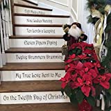 Twelve Days of Christmas Stair Riser Decals Holiday Staircase Steps Stickers Xmas Stairway Decor Ideas Removable Vinyl 14Psc/Set Over 30 Colors To Choose From