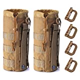 Upgraded Tactical Drawstring Molle Water Bottle Holder Tactical Pouches (TAN-2-4)