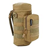 KWNRAOR Molle Water Bottle Holder, Tactical Water Bottle Pouch Military Sports Kettle Pouch for Outdoor Travel Cycling with D-Ring Hook (Khaki)