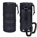 Novemkada Water Bottles Pouches - 1000D Tactical Molle Drawstring 32OZ Hydration Carrier Bag(2 Pack Black)