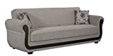 BEYAN Newark Collection Large Folding Sofa Sleeper Bed with Storage Space and Includes 2 Pillows, Light Brown