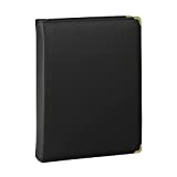 Samsill Classic Professional Binder, 3 Ring Binder with 1.5 Inch Brass Round Rings and Zipper Closure, Portfolio Binder, Brass Corner Accents, Black