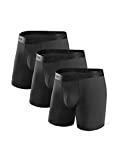 DAVID ARCHY Men's Underwear Soft Micro Modal Boxer Briefs with Fly Boxer Shorts 3 Pack (L, Black)