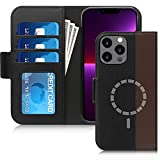 FYY Designed for iPhone 13 Pro 5G Case, [Support Magsafe Charging][Genuine Leather] Wallet Phone Case with Card Holder Protective Shockproof Cover for iPhone 13 Pro 5G 6.1" Black&Brown