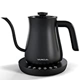 Electric Gooseneck Kettle, VARCUL Pour Over Kettle for Coffee Tea Brewing, Stainless Steel Inner Lid & Bottom, 2H Temperature Holding, Auto Shut-Off Protection, 1200W Rapid Boil, 0.6L, Matte Black