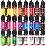 Alcohol Ink Set for Epoxy Resin - Jelife 24 Bottles Vibrant Alcohol-Based Inks Dye for Resin Petri Dish, Concentrated Alcohol Paints Color for Resin Crafts Art, Tumbler Cup Making, Painting, Each 10ml