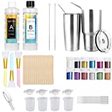Epoxy Resin Tumblers Kit, Epoxy Adhesive Tumbler Supplies with Clear Cast Epoxy,Glitter Powder,Silicone Brushes,Mixing Cups,Pipettes,Sticks