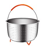 House Again Original Sturdy Steamer Basket for 6 or 8 Quart Pressure Cooker, 304 Stainless Steel Steamer Insert Accessories with Silicone Covered Handle
