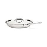 All-Clad D3 3-Ply Stainless Steel Fry Pan with Lid 12 Inch Induction Oven Broil Safe 600F Pots and Pans, Cookware