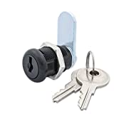 FJM Security 8700A-BLK-KA Disc Tumbler Cam Lock with 7/8" Cylinder and Black Finish, Keyed Alike