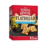 Town House Flatbread Cracker Crisps, Baked Snack Crackers, Party Snacks, Sea Salt & Olive Oil, 9.5oz Box (1 Box)