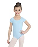 Capezio Big Girls' Team Basic Short Sleeve Leotard,Light Blue,M (8-10)