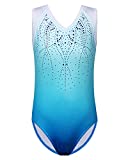 Gymnastics Leotard for Girls Shiny Diamond Practice Dancewear B182_Blue_8A