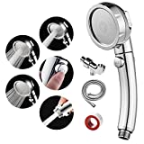 SINGSUO High Pressure Handheld Shower Head with On Off Switch, Detachable Shower Head, 3 Spray Modes Shower Massager Handheld with Hose and Adjustable Angle Bracket (Chrome)