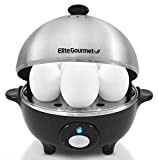 Elite Gourmet EGC-508 Easy Electric 7 Egg Capacity Cooker, Poacher, Omelet Maker, Scrambled, Soft, Medium, Hard Boiled with Auto Shut-Off and Buzzer, BPA Free, Stainless Steel