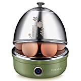 VOBAGA Electric Egg Cooker, Rapid Egg Boiler with Auto Shut Off for Soft, Medium, Hard Boiled, Poached, Steamed Eggs, Vegetables and Dumplings, Stainless Steel Tray with 7-Egg Capacity, Retro Green
