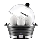 Chefman Egg-Maker Rapid Poacher, Food & Vegetable Steamer, Quickly Makes Up to 6, Hard, Medium or Soft Boiled, Poaching/Omelet Tray Included, Ready Signal, BPA-Free, BLACK