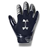 Under Armour Boys' F7 Youth Football Gloves , Midnight Navy (410)/Metallic Silver , Youth Small