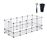 DINMO Small Animal Playpen, C&C Cage, Pet Playpen, DIY, Indoor, Plastic Foldable Playpen, Pet Exercise, Portable Metal Wire Fence for Guinea Pigs, Rabbits, Bunnies, Puppy, 61.4 x 25.4 x 22.3 Inches