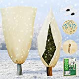 KY-YPFW 2 PCS Outdoor Plant Freeze Protection Covers - Thickened 2.2oz (47.24"×70.87") Plant Shrub Trees Covers for Winter Frost Protection Plant Cover Reusable Warm Shrub Bag with Drawstring & Zipper