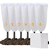 Aufind 6 Packs Plant Freeze Protection Covers, Winter Shrub Cover Tree Frost Blanket with Drawstring for Cold Frost Freeze Bird Insect Prevention Sun Protection White