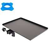 GEBRENT Microphone Stand Tray 7.9x5.5 in - Steel Clamp-On Rack Tray Holder - For Music Sheets, Live Streaming, Karaoke - Comes with Microphone Anti-Rolling Protector