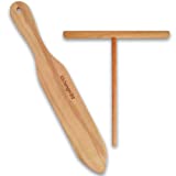 Kuchengerate 7 inc Crepe Spreader Stick & Spatula Turner | Spreader Stick | 12" Spatula | Pancake Makers - Crepe Set Kit Tools All Natural Handmade Beechwood T-Shape Construction