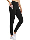 BALEAF Women's Fleece Lined Water Resistant Legging High Waisted Thermal Winter Hiking Running Pants Pockets Black Small