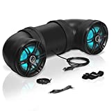 Soundstorm BTB8L 8 Inch 700W Bluetooth Amplified Marine Powersports UTV ATV Tube Speaker System with LED Lights, Black