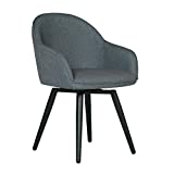 Studio Designs Home Dome Upholstered Swivel Dining, Office Chair, Charcoal Grey with Arms and Metal Legs, 24" W x 23" D x 32.5" H