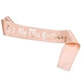 HOWAF Rose Gold 18th Birthday Sash Party Decoration Its My 18th Birthday Satin Sash Birthday Gift 18th Birthday Accessories for Girls, One Size