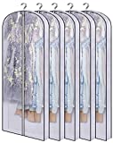 SLEEPING LAMB 60'' Long Hanging Garment Bags for Closet Storage Gusseted Clear Dress Bag for Clothes, Gowns, Coats, Suits, 5 Packs