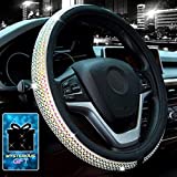 Didida Bling Steering Wheel Cover for Women Girl Diamond Crystal Rhinestones Wheel Cover Universal 15 Inch(Colorful)